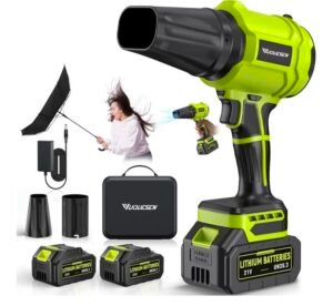 cordless leaf blower, 980,000 rpm handheld leaf blower with 2 x 4 0ah batteries & charger, lightweight leaf blowers for patio cleaning, lawn care, leaves, dust light green amazon affiliate 