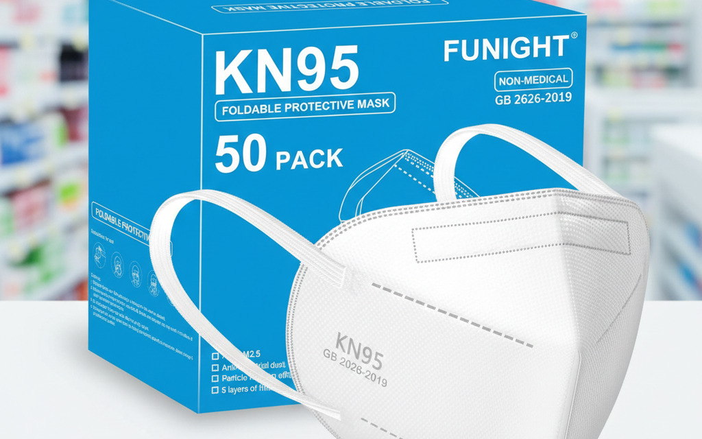 Face Mask 5-Ply Breathable Filter Efficiency≥95% Protective Cup Dust Disposable Masks Against PM2.5 White 50 Pack