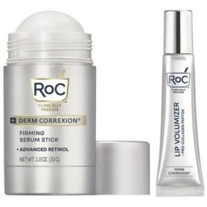 roc derm correxion firming retinol serum stick & lip volumizer bundle anti aging serum & lip plumping treatment, size 1 ounce