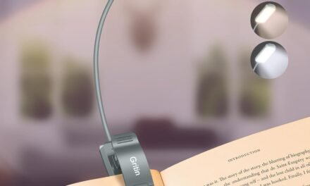 Gritin 9 LED Rechargeable Book Light for Reading in Bed – Eye Caring 3 Color Temperatures,Stepless Dimming Brightness,80 Hrs Runtime Small Lightweight Clip On Book Reading Light for Studying-Pink