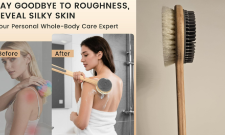 Back Scrubber for Shower – Double-Sided Silicone and Super-Dense Bristles for Deep Cleaning & Exfoliation, Bamboo Long Handle with Wider Anti-Slip Grip, Body Exfoliator for Wet or Dry Brushing