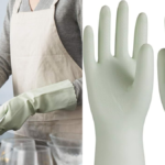 LANON wahoo Skin-Friendly Cleaning Gloves, Dishwashing Kitchen Gloves with Cotton Flocked Liner, Reusable, Non-Slip, Canary Green, Medium