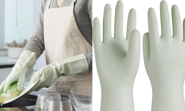 LANON wahoo Skin-Friendly Cleaning Gloves, Dishwashing Kitchen Gloves with Cotton Flocked Liner, Reusable, Non-Slip, Canary Green, Medium