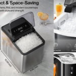 Typhur Fast Nugget Ice Maker Countertop with Self-Cleaning Pump, 35lbs/24H Crushed Pebble Ice Machine with Pellet Ice, 8 Packs Cleaner, Dual Ice Scoops for Home, Kitchen, Party, RV, Stainless Steel